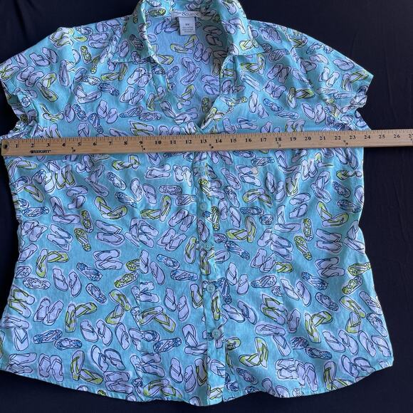 Madison & Max Womens Button Up Shirt Plus Size 16W Flip Flop Cotton Summer - Picture 6 of 9